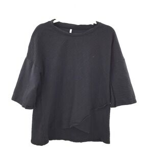 Blue Canoe Black lagenlook boho asymmetrical minimalist Crunchy Hippie kid top L